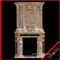 Natural Stone Marble Double Fireplace Mantel With Statue